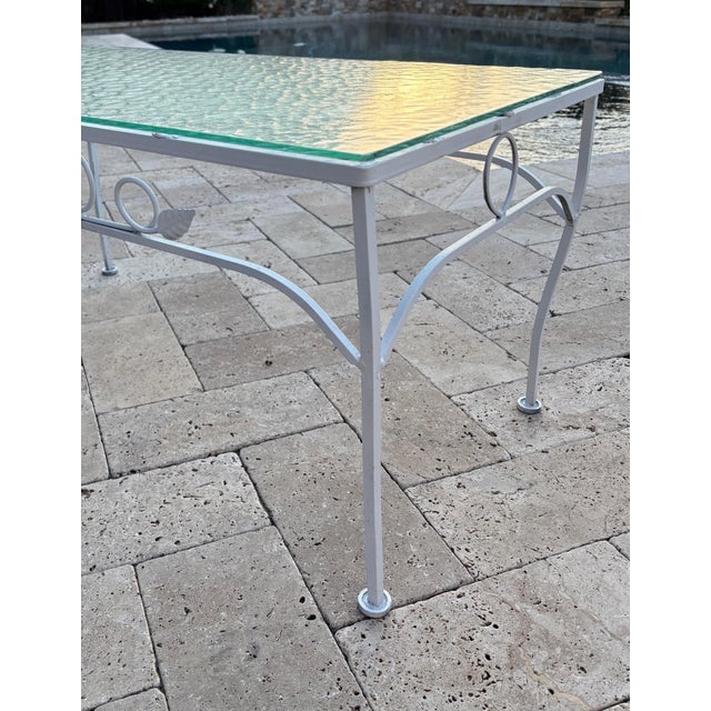 Vintage Woodard Style Chantilly Rose Wrought Iron & Glass Coffee Table Outdoor Furniture For Sale In Dallas - Image 6 of 12