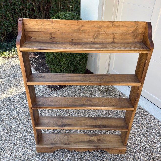 Vintage Rustic Pine Shallow Bookcase With Scalloped Detail For Sale - Image 12 of 12