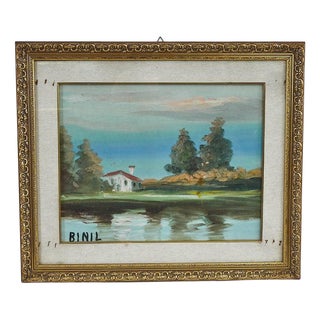 Binil, Landscape, 1970s, Oil on Board For Sale