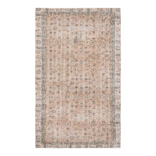 1970s Vintage Turkish Handmade Wool Cotton Beige Area Rug For Sale