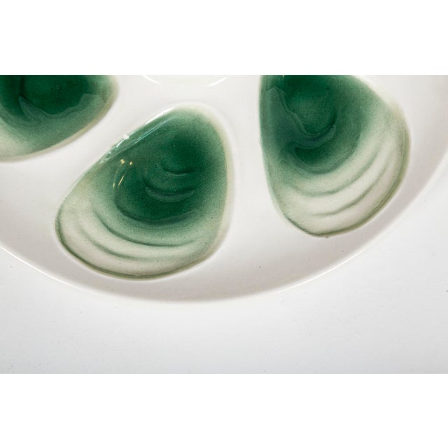 Green Pair Vintage Oyster Plates by Salins, France For Sale - Image 8 of 9