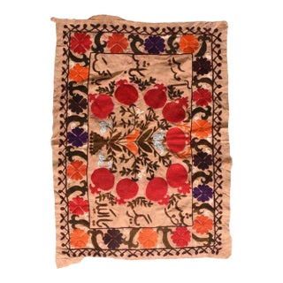 Vintage Uzbak Suzani Embroidery Textile 2'0" X 2'7'' For Sale
