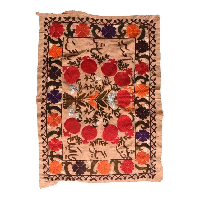 Vintage Uzbak Suzani Embroidery Textile 2'0" X 2'7'' For Sale
