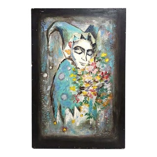 William McBride Jr. Mid-Century Modern "Black Harlequin" Original Oil Painting on Masonite For Sale