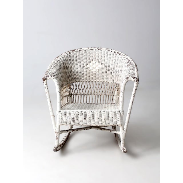 Antique American White Wicker Rocking Chair For Sale - Image 9 of 14