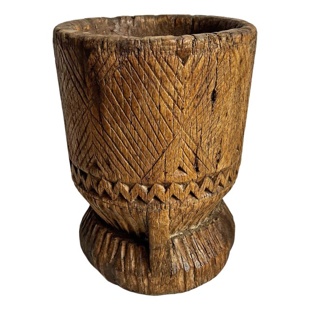 Wooden Vintage Old India Pestle Pot For Sale
