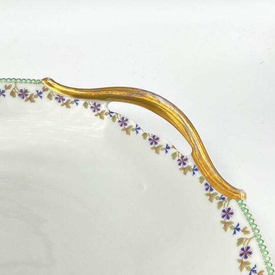 Antique Art Deco Limoges Tressemanes Et Vogt T&v Serving Platter With Handles (Flower Pattern on Border) For Sale - Image 11 of 18
