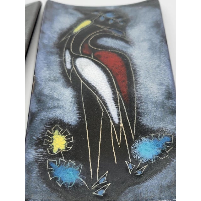 Vintage Enamel Triptych Flora & Fauna, 1950s, Set of 3 For Sale - Image 6 of 15