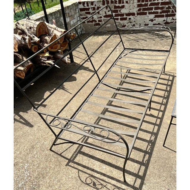Vintage Mid-Century Russell Woodard Wrought Iron Patio Set, Attributed, 6 Pieces For Sale - Image 13 of 16