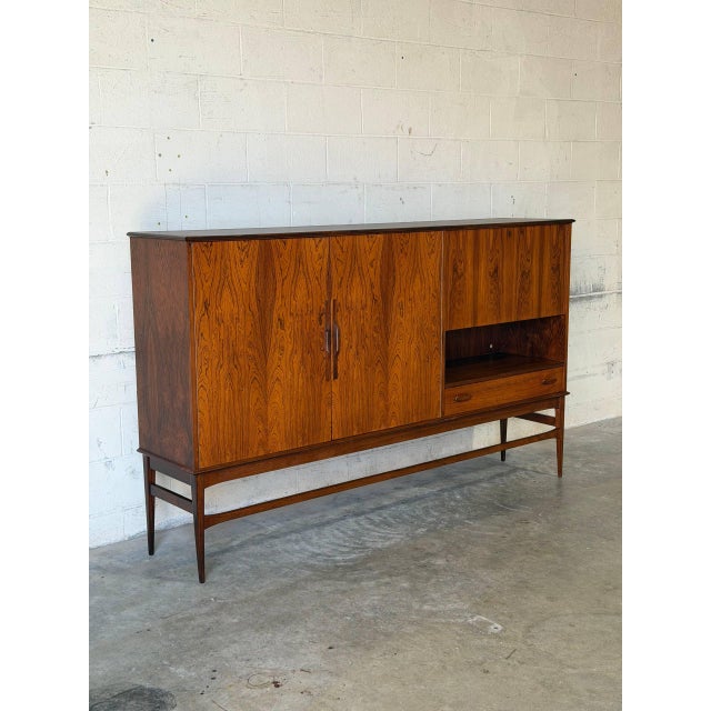Mid-Century Modern Large Rosewood Sideboard With Drop-Down Bar and Shelves Danish Mid-Century Modern 1960s For Sale - Image 3 of 16