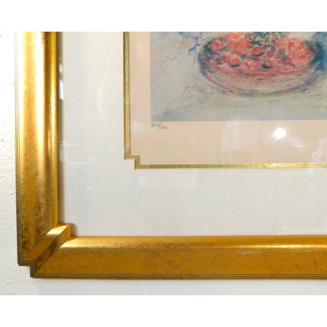 Gold Marc Chagall "Bowl of Cherries" Limited Edition Signed & Numbered Framed Art For Sale - Image 8 of 12