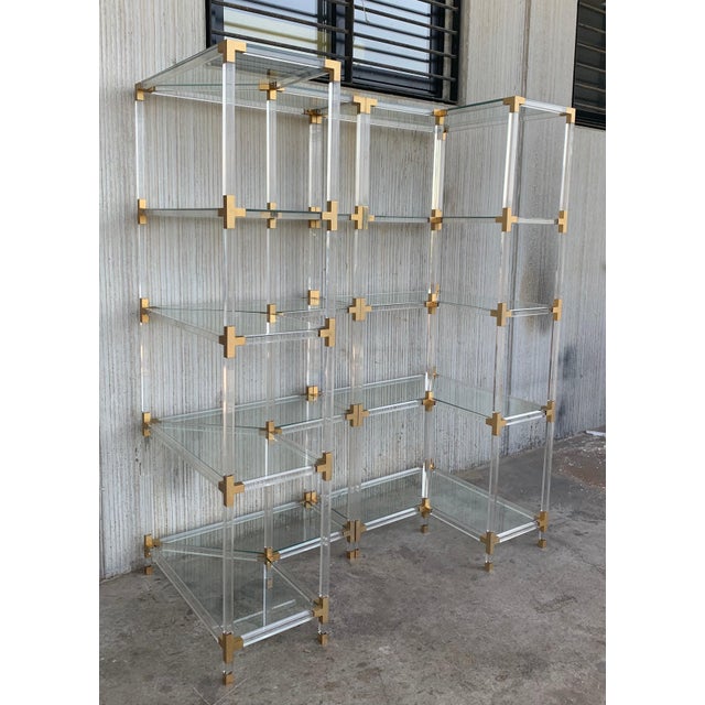 Mid 20th Century Brass, Lucite and Glass Étagère with Five Shelves For Sale - Image 17 of 18