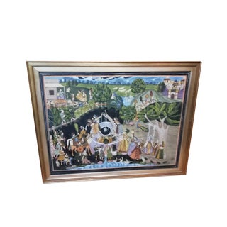 South Asian Silk Painting, 1960s For Sale