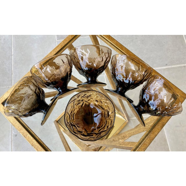 Circa 1960 Seneca Glass "Driftwood" Casual Footed Dessert Cups – Set of 6 For Sale - Image 9 of 13