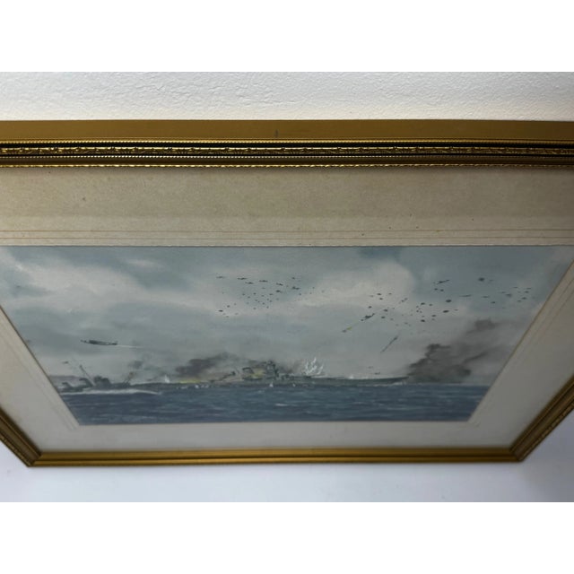 1960s Eric Tufnell Battleship Yamato Naval Battle Watercolor With Provenance For Sale - Image 9 of 12