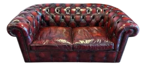 Vintage Chesterfield Two-Seater Sofa in Leather