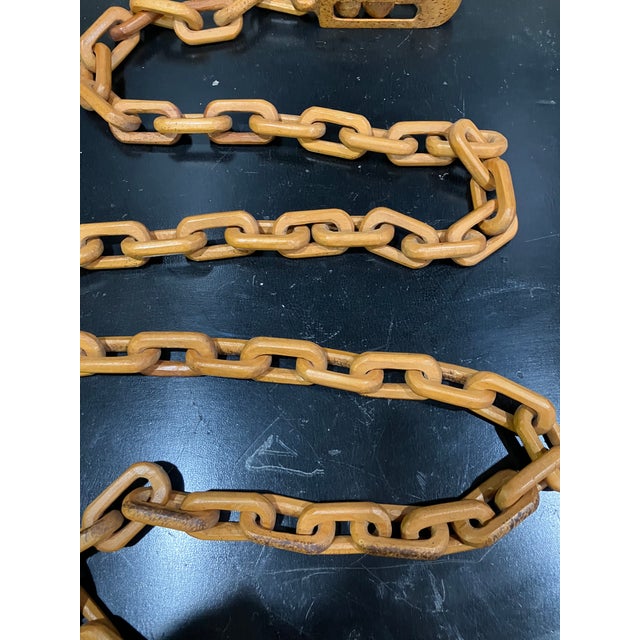 Mid-Century Hand-Carved Wooden Chain-Link Game For Sale - Image 9 of 10