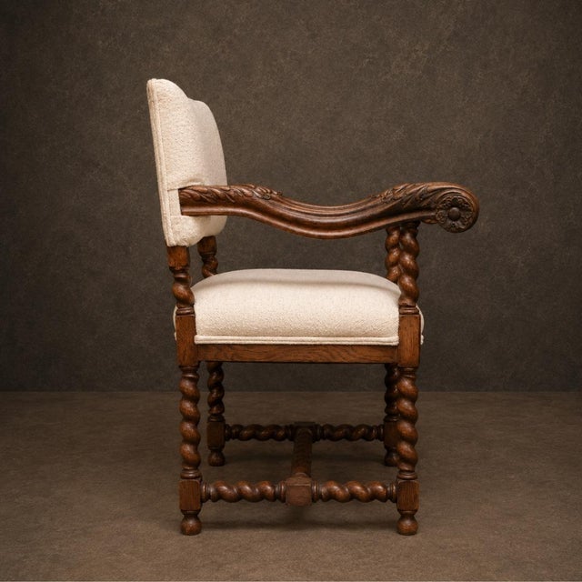 French 19th Century French Walnut Louis XIII Throne Style Chair For Sale - Image 3 of 5