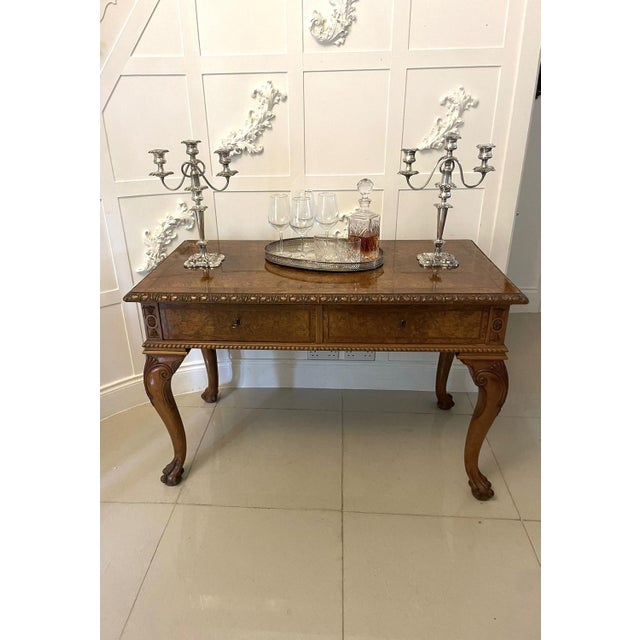 1920s Burr Walnut Freestanding Standing Console, 1920s For Sale - Image 5 of 15