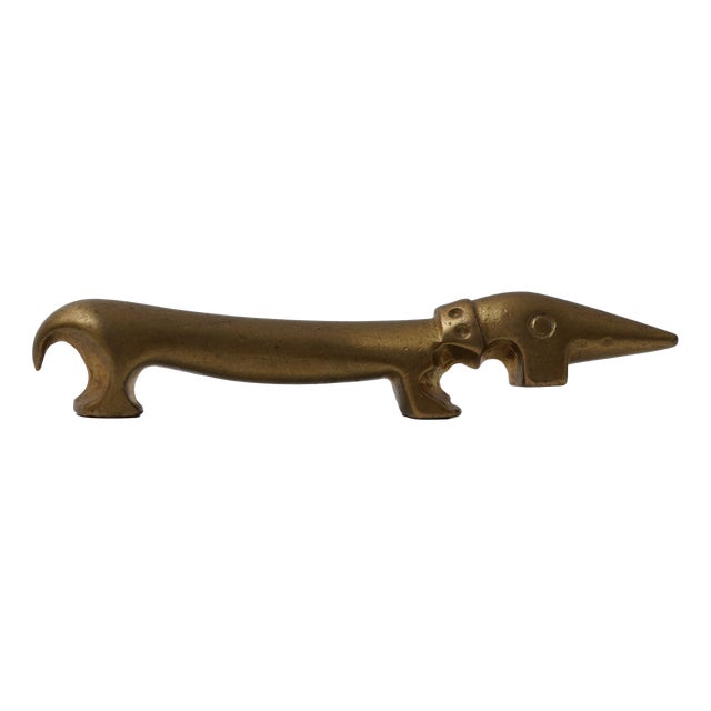 Vintage Brass Dachshund Bottle Opener by Walter Bosse for Herta Baller, 1950s For Sale