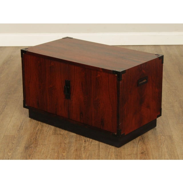 Mid Century Campaign Style Two-Door Rosewood Cabinet For Sale - Image 10 of 13