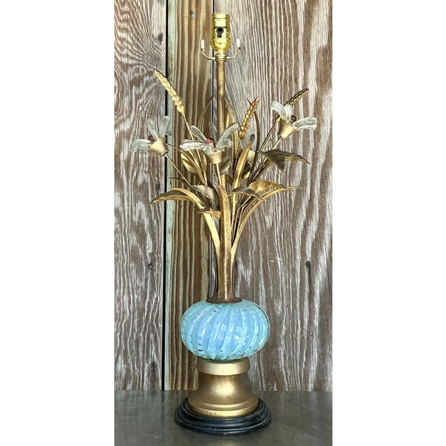 This Vintage Regency Glass Floral Lamp After Murano is a stunning example of timeless elegance and artistry. The lamp...