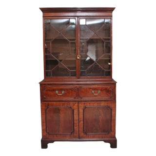 Early-19th Century Flame Mahogany Secretaire Bookcase, Set of 3 For Sale