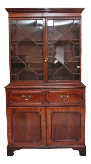 Early-19th Century Flame Mahogany Secretaire Bookcase, Set of 3