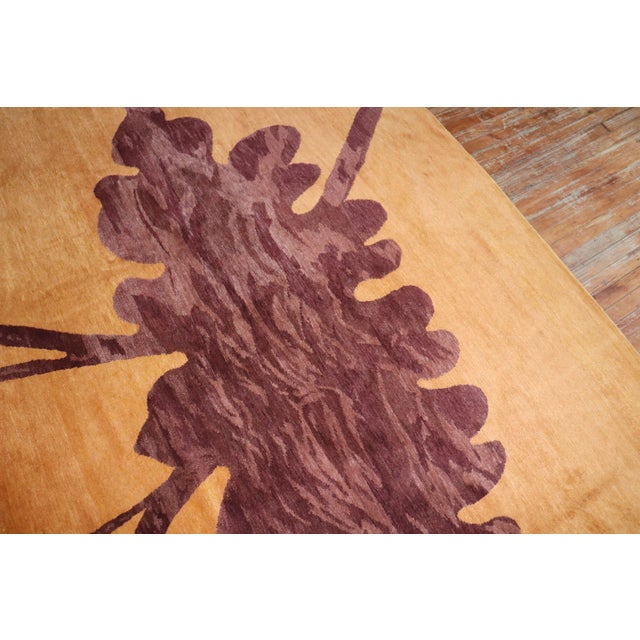 Zabihi Collection Modern Floral Orange Brown Oversize Tibetan Rug - 12'8" x 17'6" For Sale - Image 12 of 12