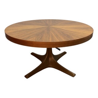 Mid-Century Modern Round Adjustable Wooden Veneer Coffee Table by Ilse Möbel, Germany, 1960s For Sale
