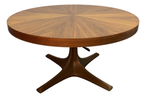 Mid-Century Modern Round Adjustable Wooden Veneer Coffee Table by Ilse Möbel, Germany, 1960s