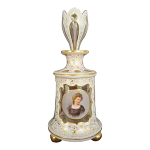 Antique Flower Form Bohemian Glass Moser Perfume Bottle