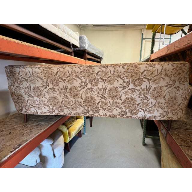 Tan Mid-Century Elongated Curved Back 90" Sofa on Pencil Legs For Sale - Image 8 of 9