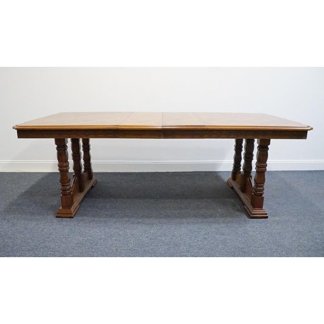 Mediterranean Singer Furniture Golden Oak Mediterranean 90" Double Pedestal Dining Table For Sale - Image 3 of 14
