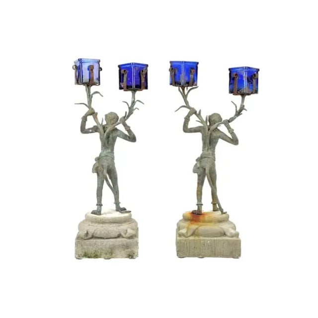 A Pair of Bronze Monkey Butler Candlesticks For Sale In Tampa - Image 6 of 11
