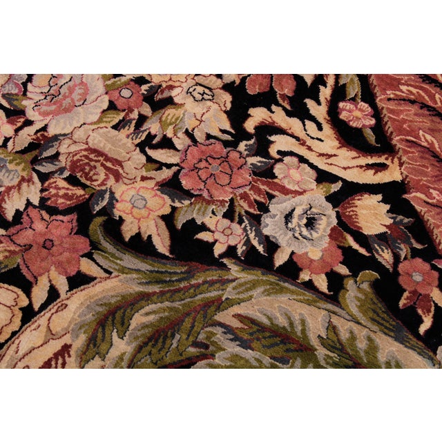 Art Nouveau 1990's Pak-Persian Black/Beige Wool Rug - 9'1'' X 11'3'' For Sale In New York - Image 6 of 9