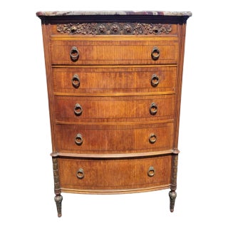 Circa 1920s French Tall Marble Top Dresser For Sale