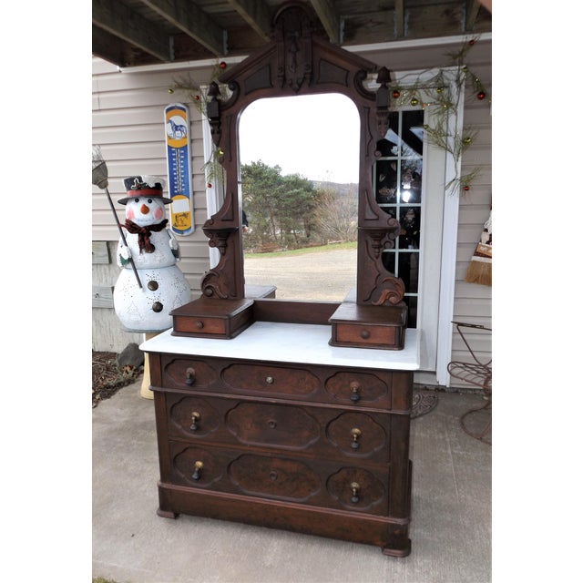 Antique Victorian/Eastlake Marble Top Gentleman's Dresser Chairish