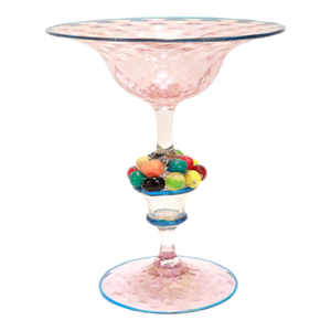 Vintage Venetian / Murano Art Glass Compote With Fruit Attributed to Salviati