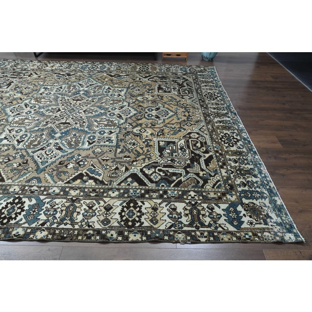 1970s Vintage Persian Handmade Wool Cotton Brown Area Rug For Sale - Image 10 of 11