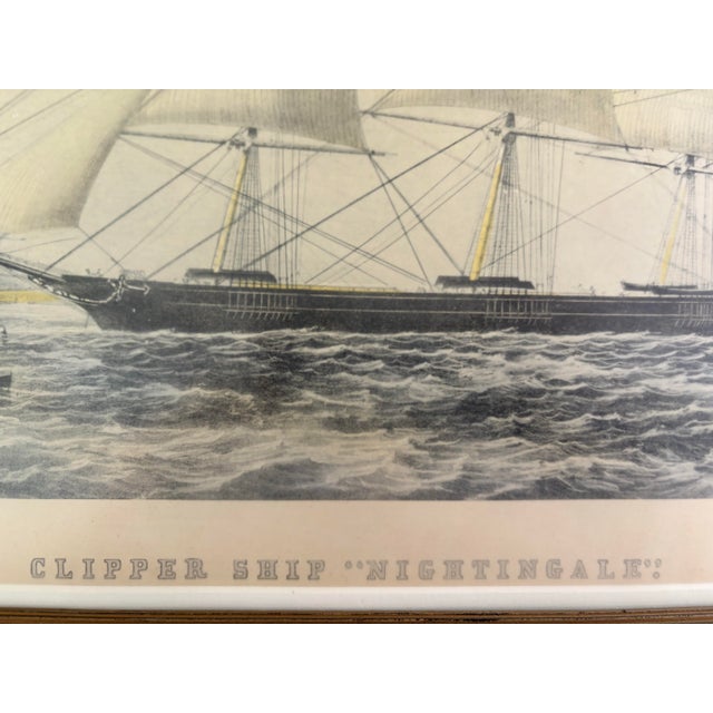 Mid 19th Century Currier & Ives “Clippership Nightingale” Hand Colored 1854 Lithograph From the Personal Collection of Curtis L. Carter For Sale - Image 5 of 12
