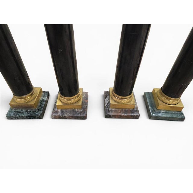 Late 19th Century Black Marble Columns with Gilt Bronze Mounts and Roman Emperor Busts, 1898, Set of 4 For Sale - Image 5 of 11