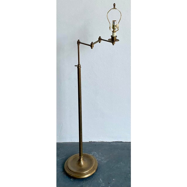 Vintage Regency Brass Articulated Floor Lamp For Sale - Image 9 of 10