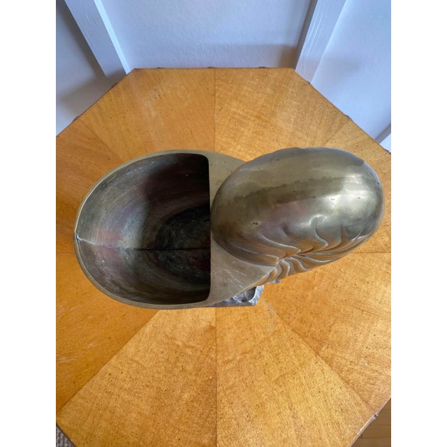 Hollywood Regency Vintage Brass Nautilus Sea Shell Planter For Sale - Image 3 of 5