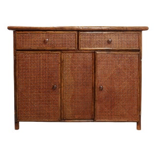 Mid-Century Bamboo and Cane Sideboard, 1960s For Sale
