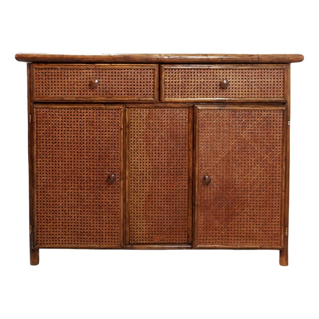 Mid-Century Bamboo and Cane Sideboard, 1960s For Sale