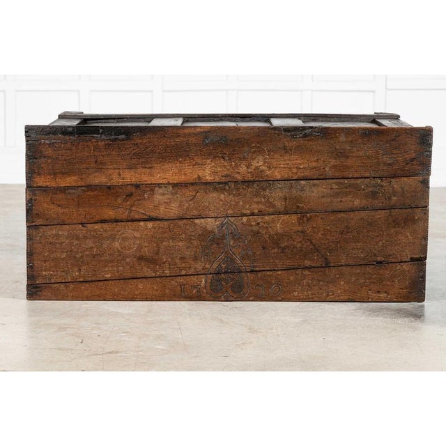 English Carved Oak Mule Chest, 1680 For Sale - Image 10 of 16