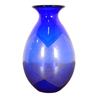 Jeff Zimmerman for Tiffany & Co. Cobalt Blue Art Glass Vase For Sale