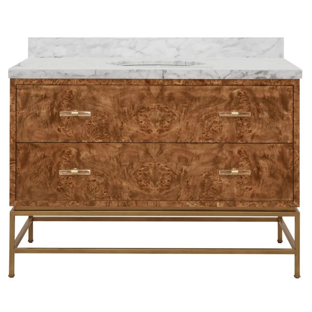 Wood Matthew Izzo Home Clifford 48" Dark Burlwood, Single Sink, Two Drawer Bath Vanity For Sale - Image 7 of 7