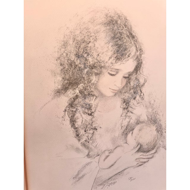 Mid-Century Modern 1970s Marilyn Zapp Signed Limited Edition "Mother & Child" Lithograph - 14/300 For Sale - Image 3 of 5